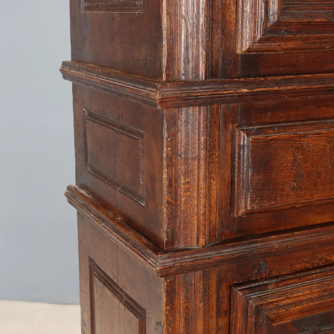 Antique Baroque Cupboard Oak with Safe Italy Late XIX Century