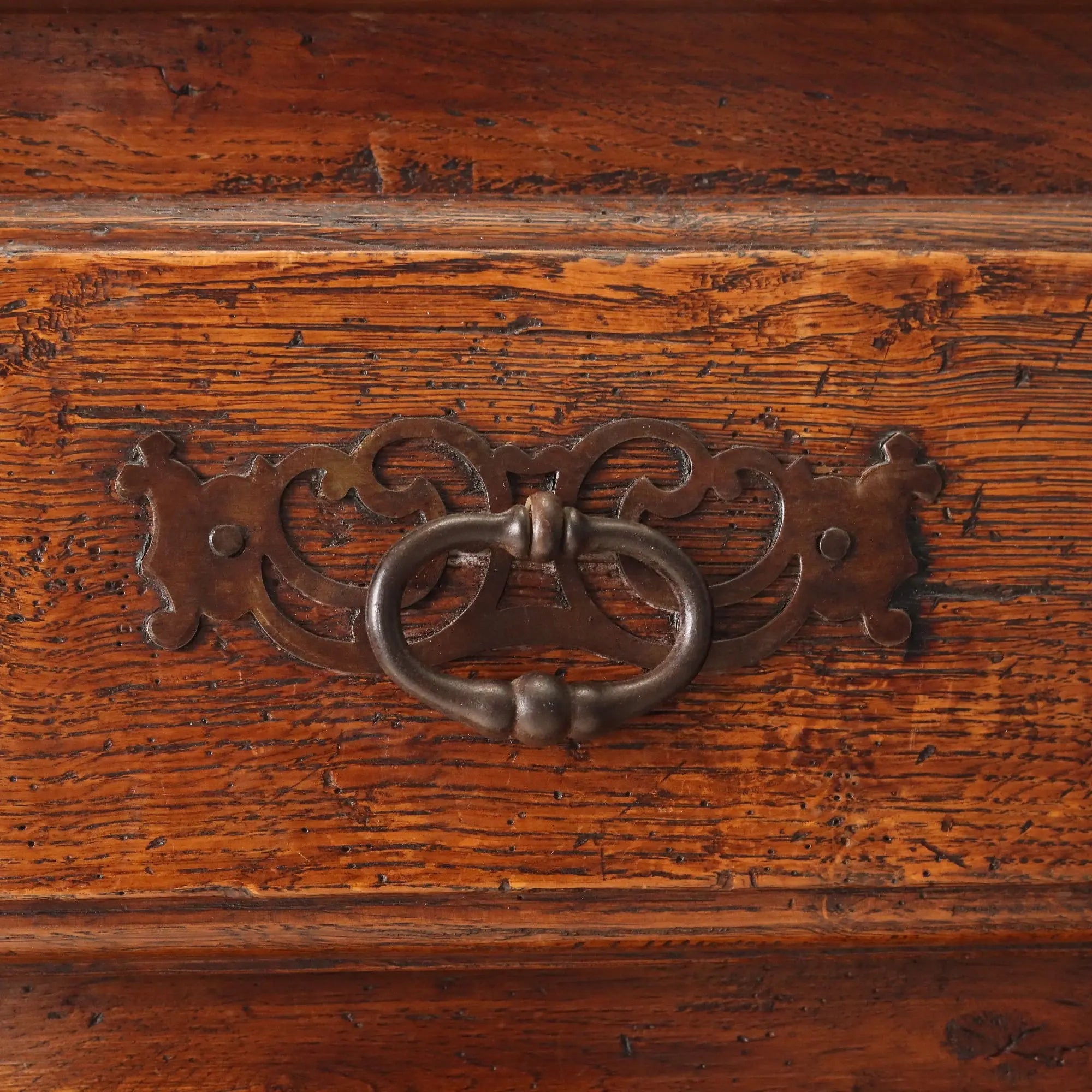 Antique Baroque Cupboard Oak with Safe Italy Late XIX Century