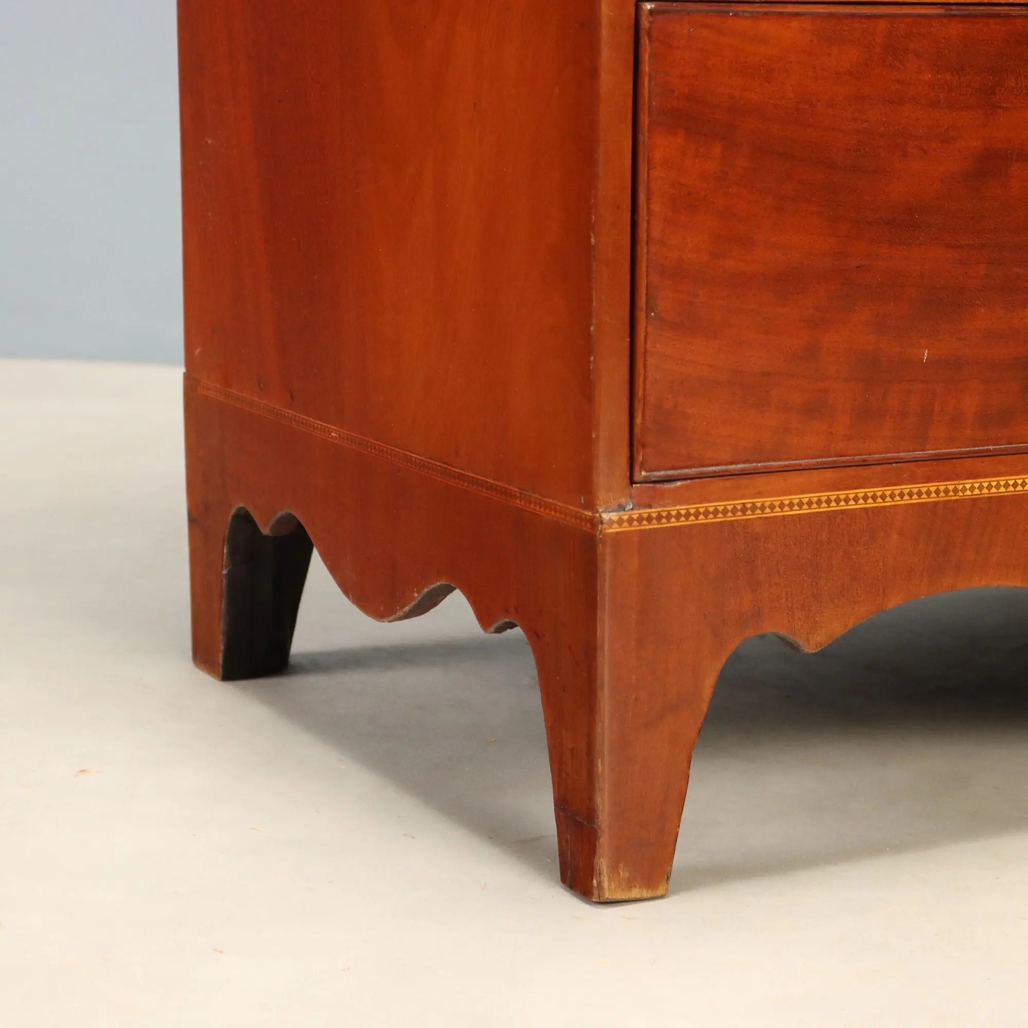 Antique Bookcase Mahogany Maple Inlays England XIX Century