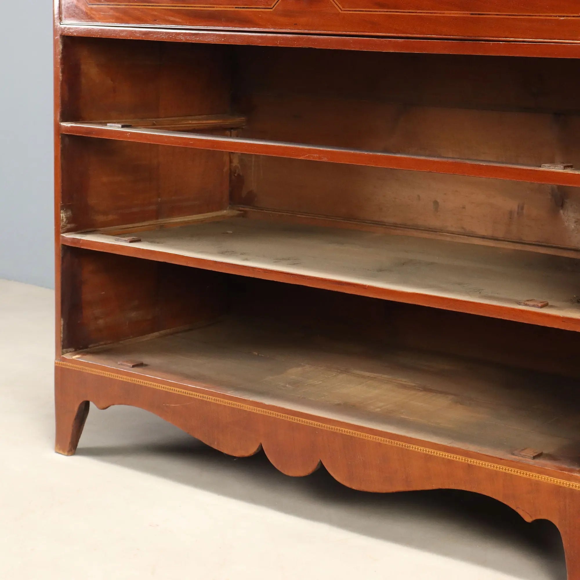 Antique Bookcase Mahogany Maple Inlays England XIX Century