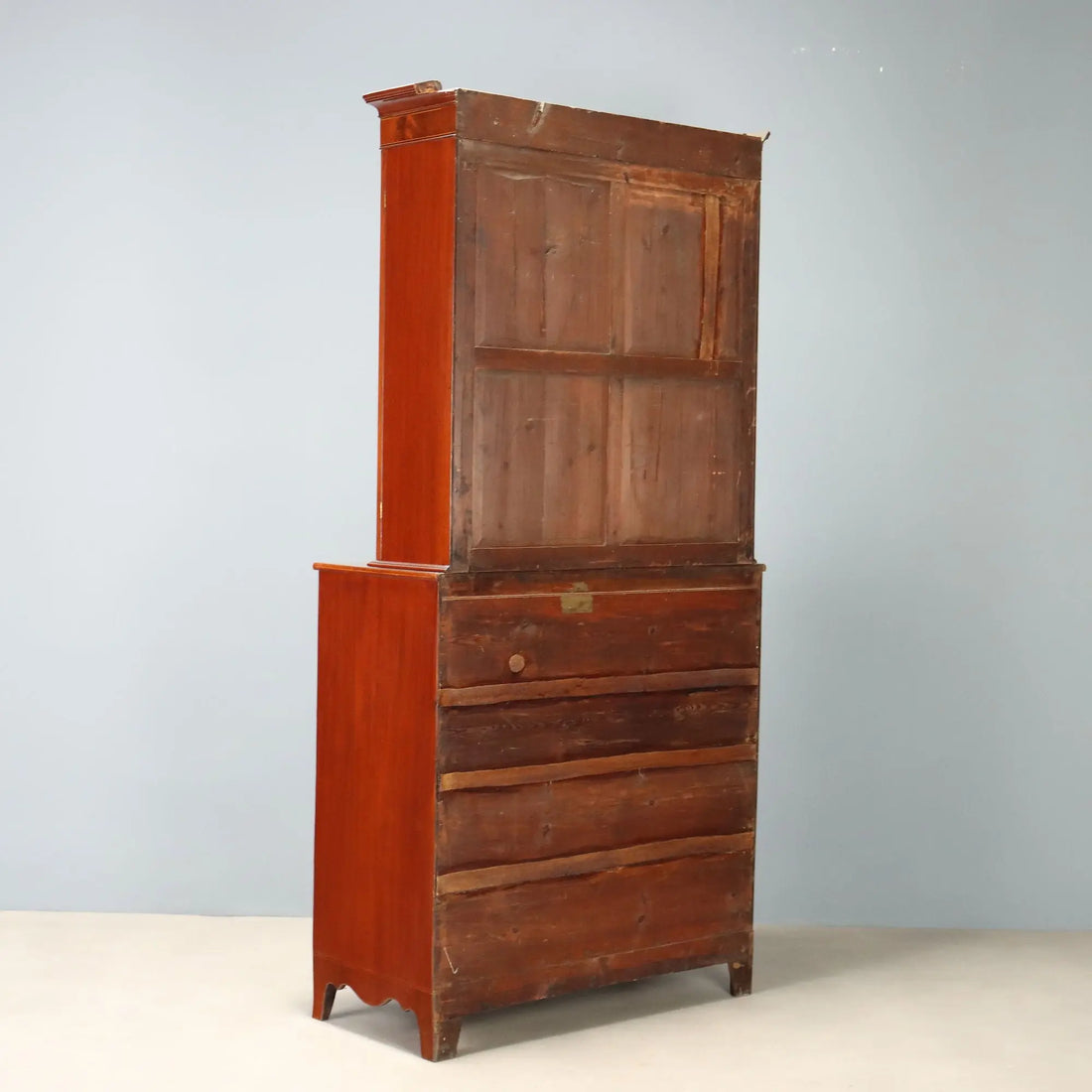 Antique Bookcase Mahogany Maple Inlays England XIX Century
