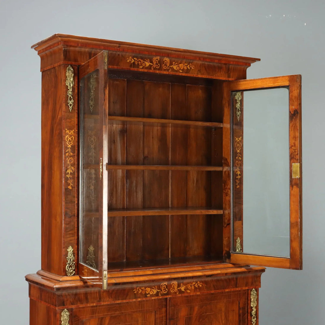 Antique Cupboard Walnut Bronze Italy XIX Century