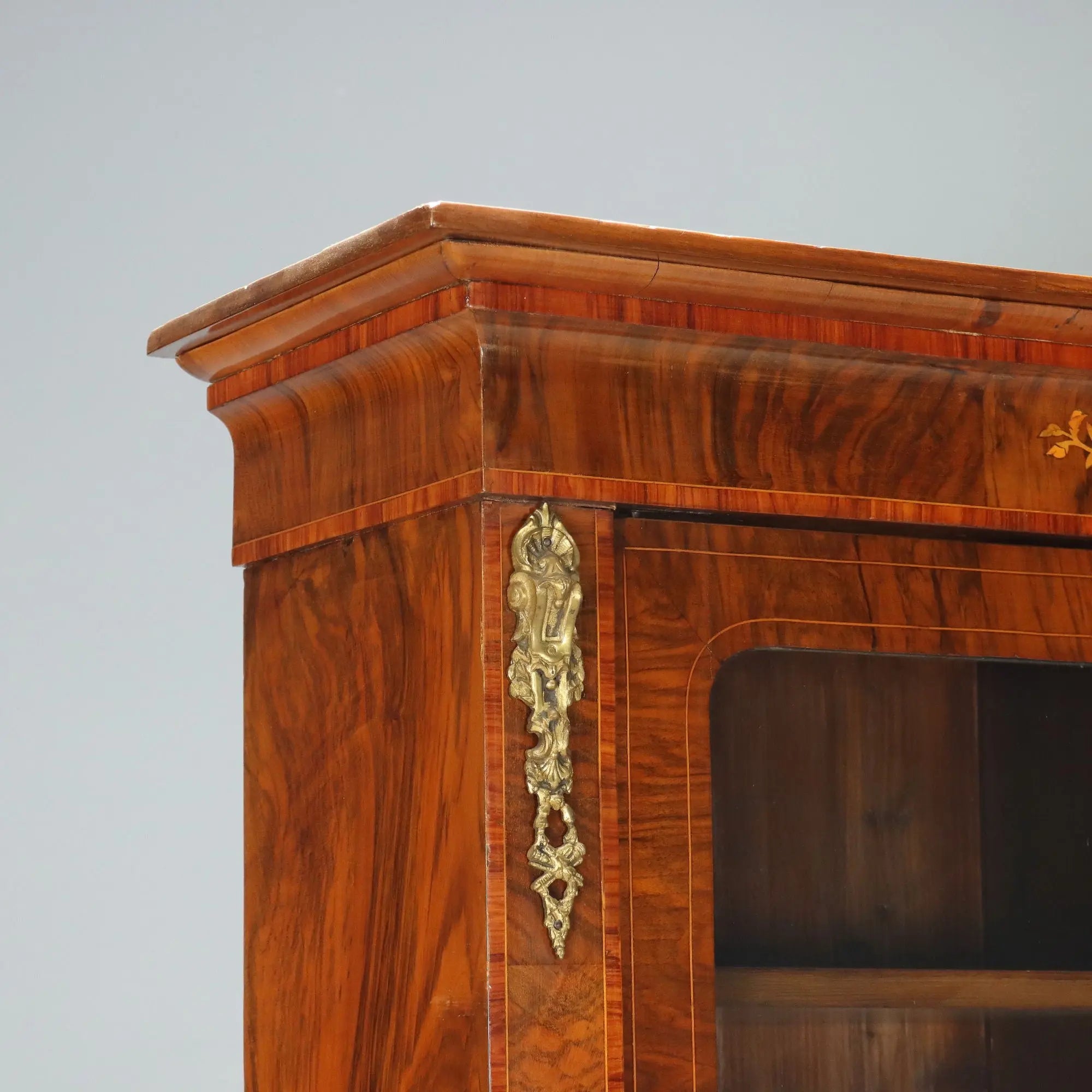 Antique Cupboard Walnut Bronze Italy XIX Century