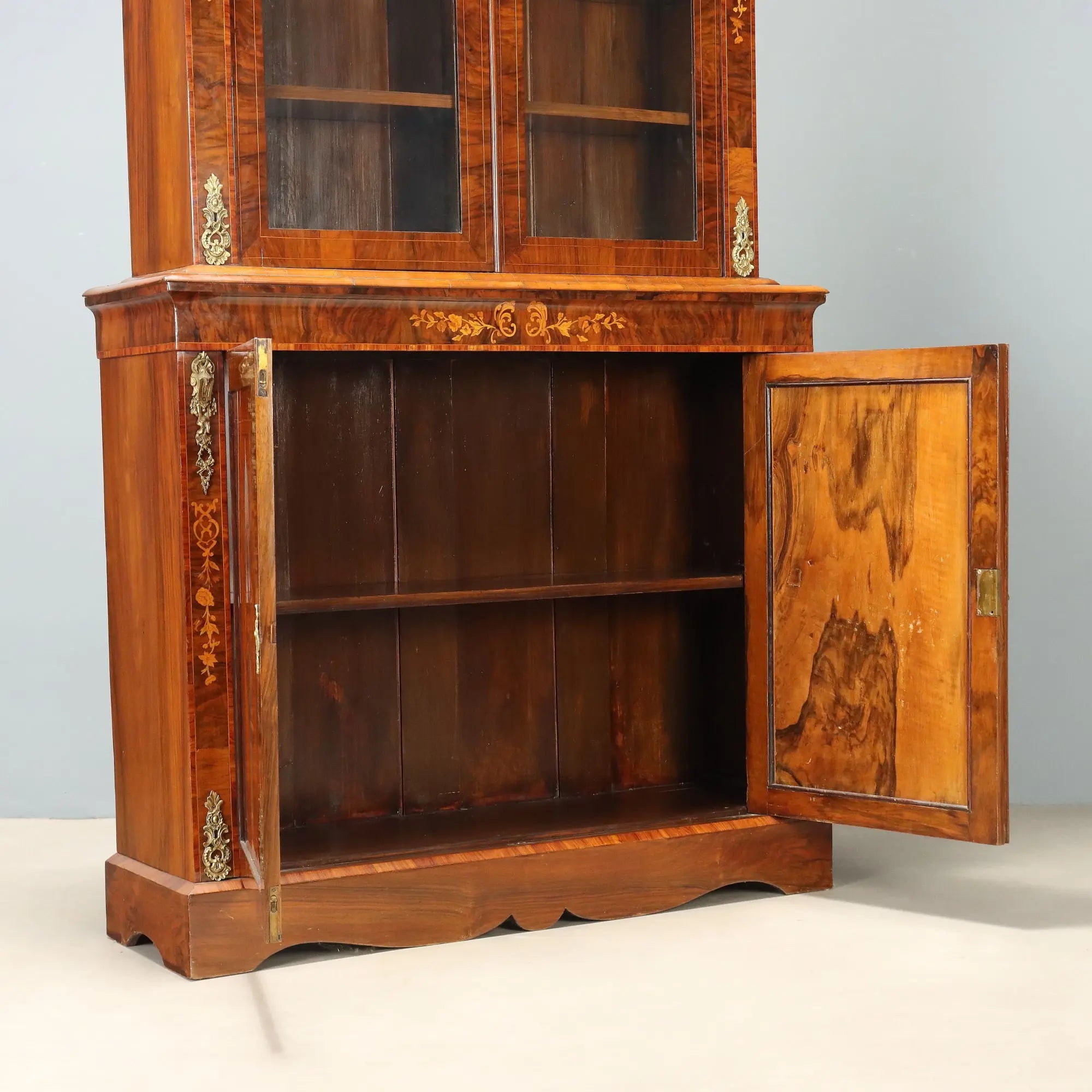 Antique Cupboard Walnut Bronze Italy XIX Century