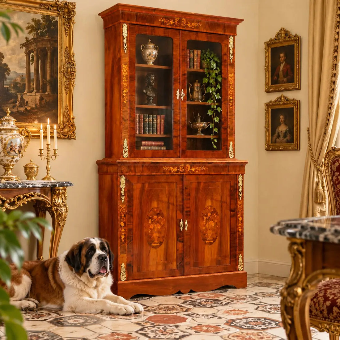 Antique Cupboard Walnut Bronze Italy XIX Century