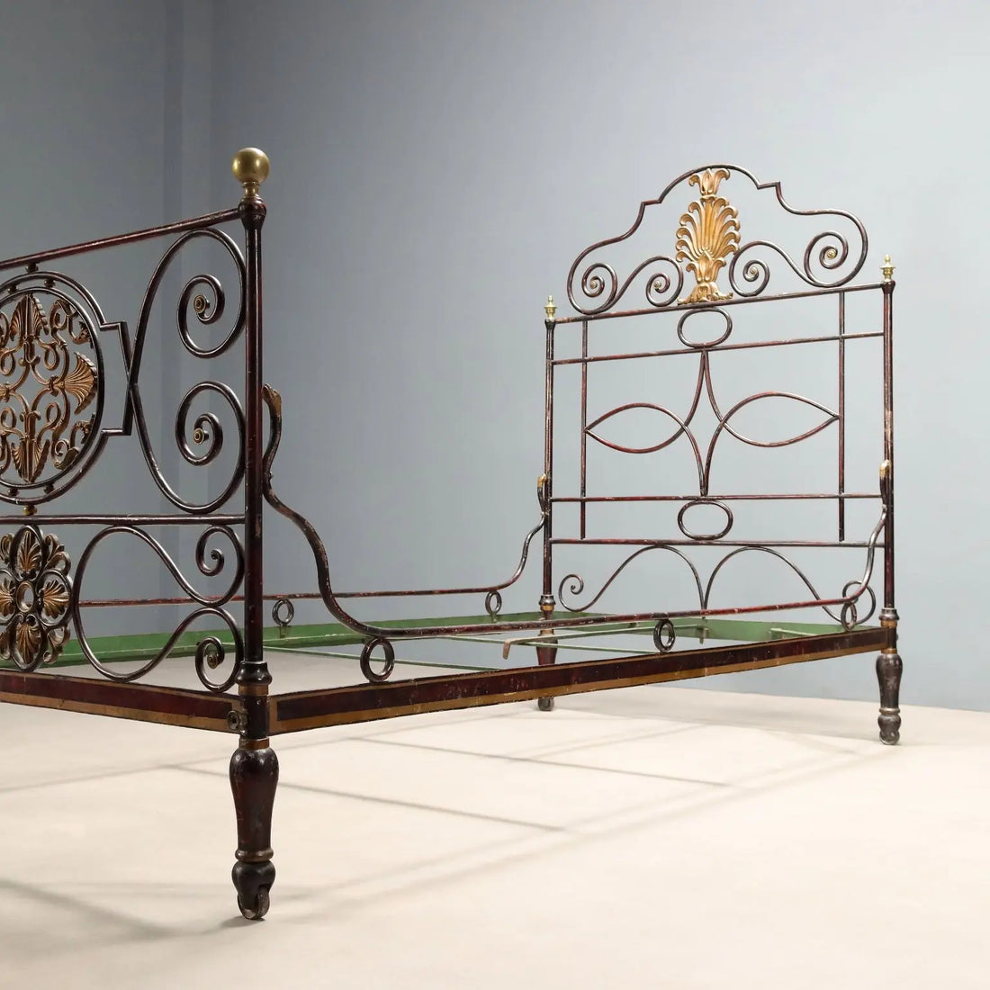 Restoration Bed in Iron and Bronze - 19th Century