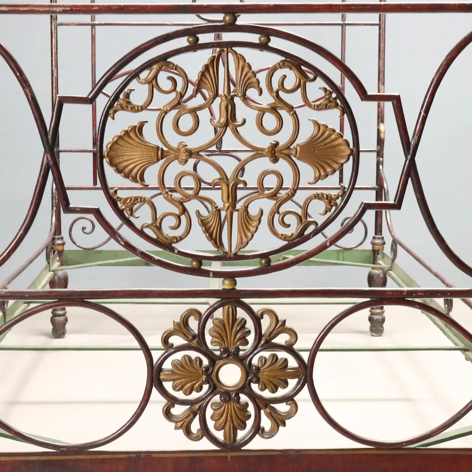 Restoration Bed in Iron and Bronze - 19th Century