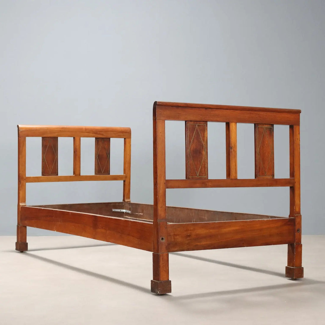 Antique Single Bed Empire Walnut Brass Italy XIX Century - Lombardy, Early XIX Century | Antiques | Beds & Headboards
