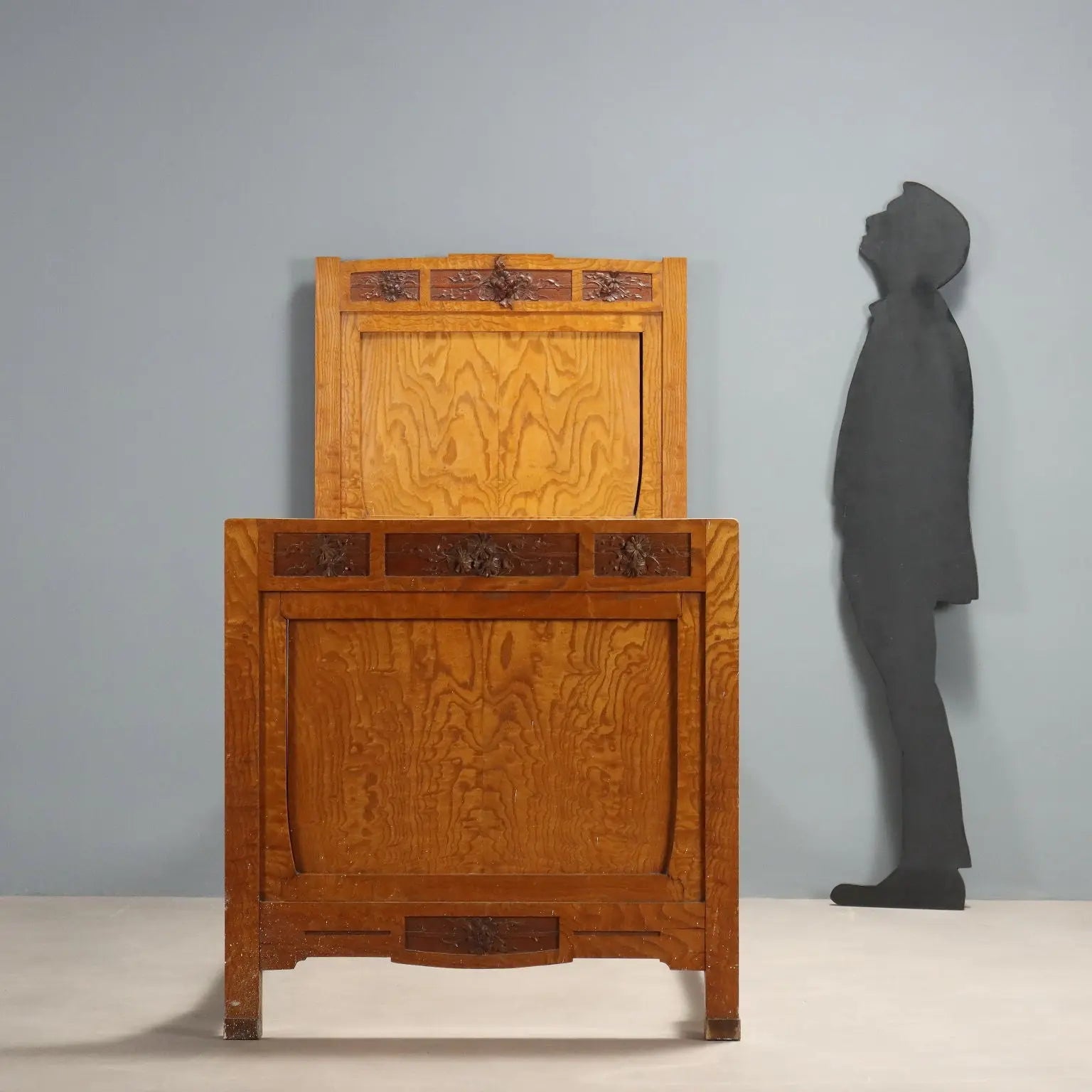Liberty Single Bed in Oak with Mahogany Carvings