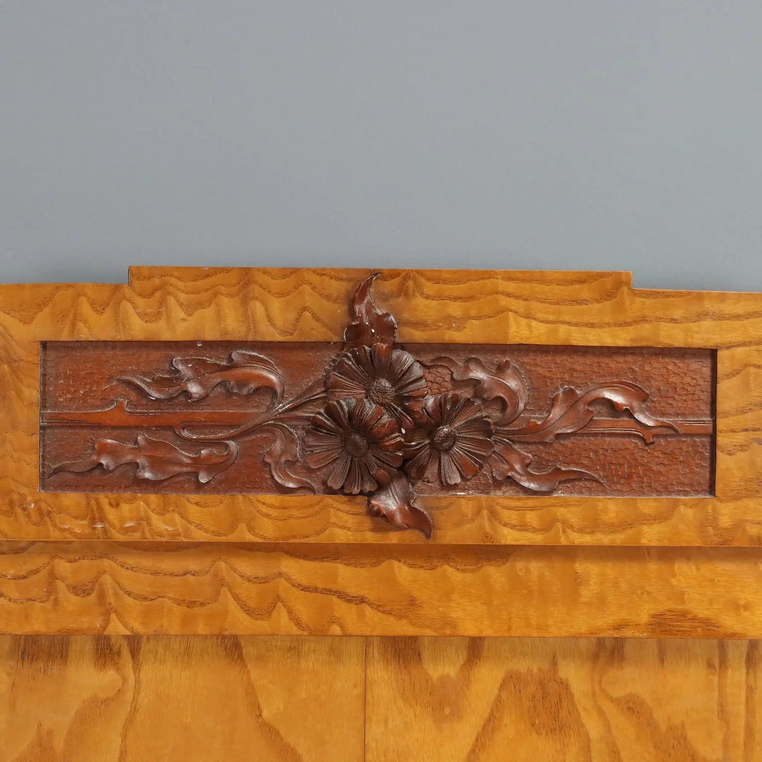 Liberty Single Bed in Oak with Mahogany Carvings