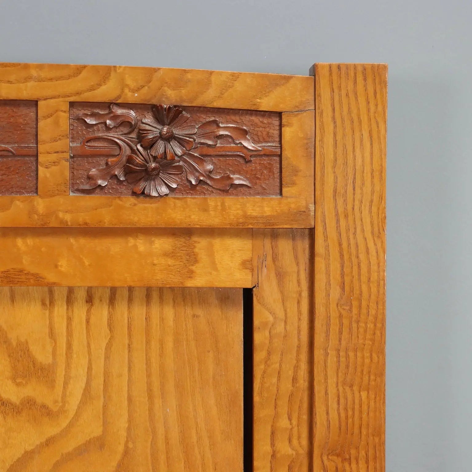 Liberty Single Bed in Oak with Mahogany Carvings