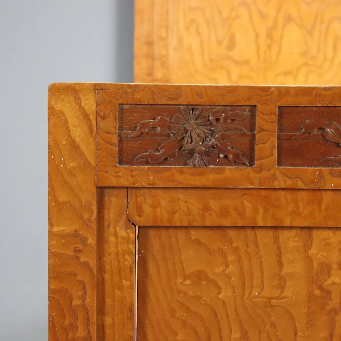 Liberty Single Bed in Oak with Mahogany Carvings