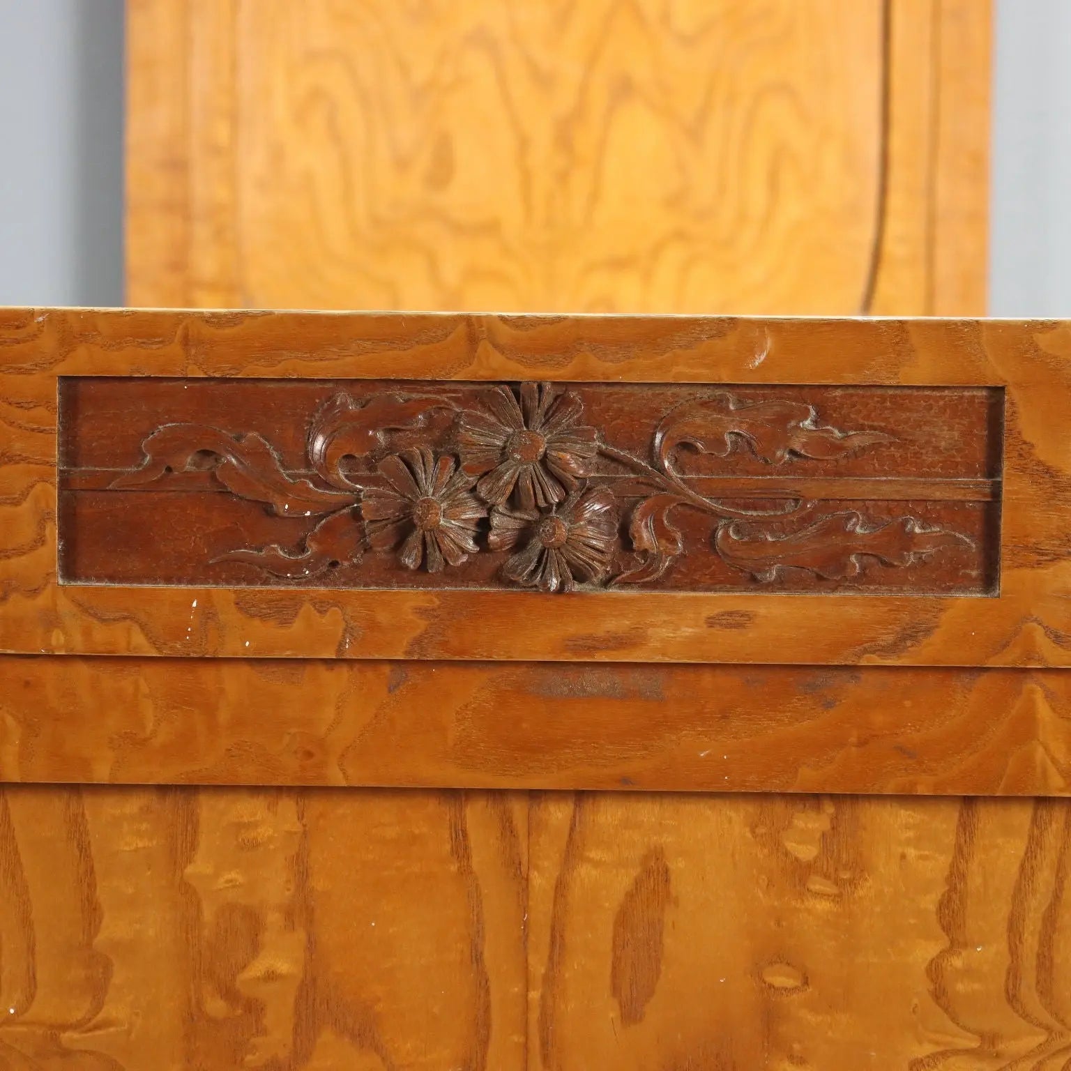 Liberty Single Bed in Oak with Mahogany Carvings