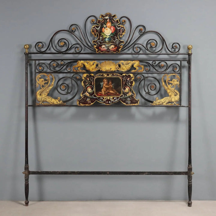 Antique Headboard Black Lacquered Metal Italy XIX Century - Italy, XIX Century | Antiques  Beds & Headboards