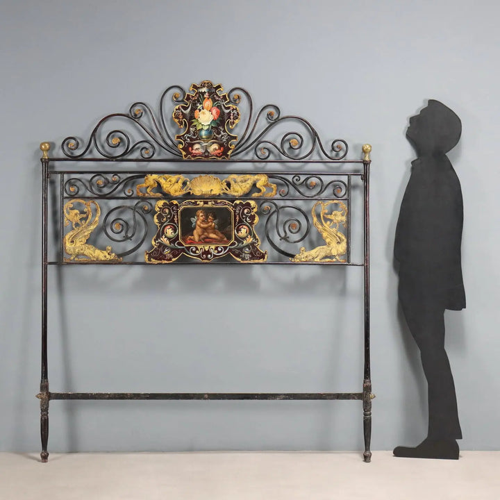 Antique Headboard Black Lacquered Metal Italy XIX Century - Italy, XIX Century | Antiques  Beds & Headboards