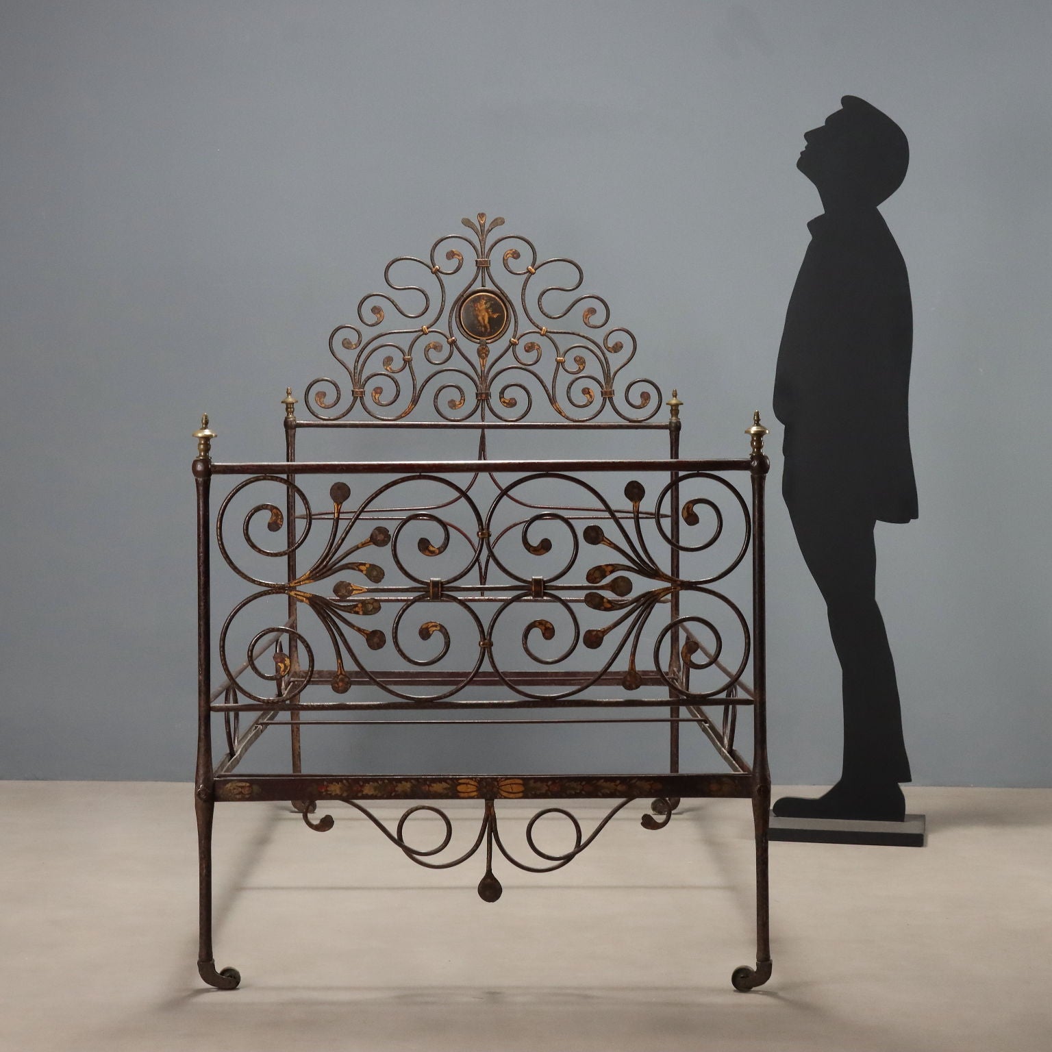 Antique Single Bed Lacquered Painted Iron Italy XIX Century - Italy, XIX Century | Antiques | Beds & Headboards