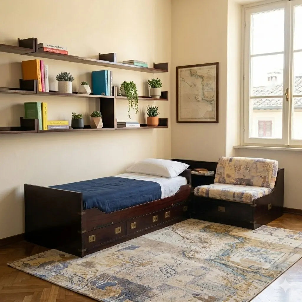 Single Bed in English Nautical Style - Italy, 20th Century