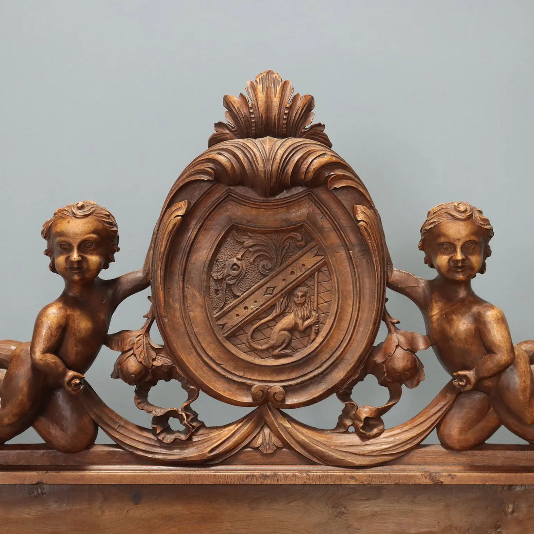 Antique Single Bed Walnut Carvings Italy XIX Century