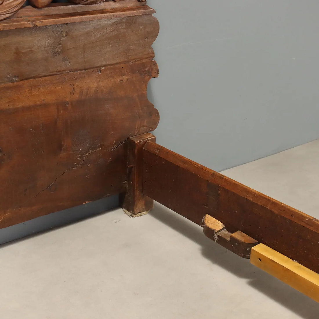 Antique Single Bed Walnut Carvings Italy XIX Century