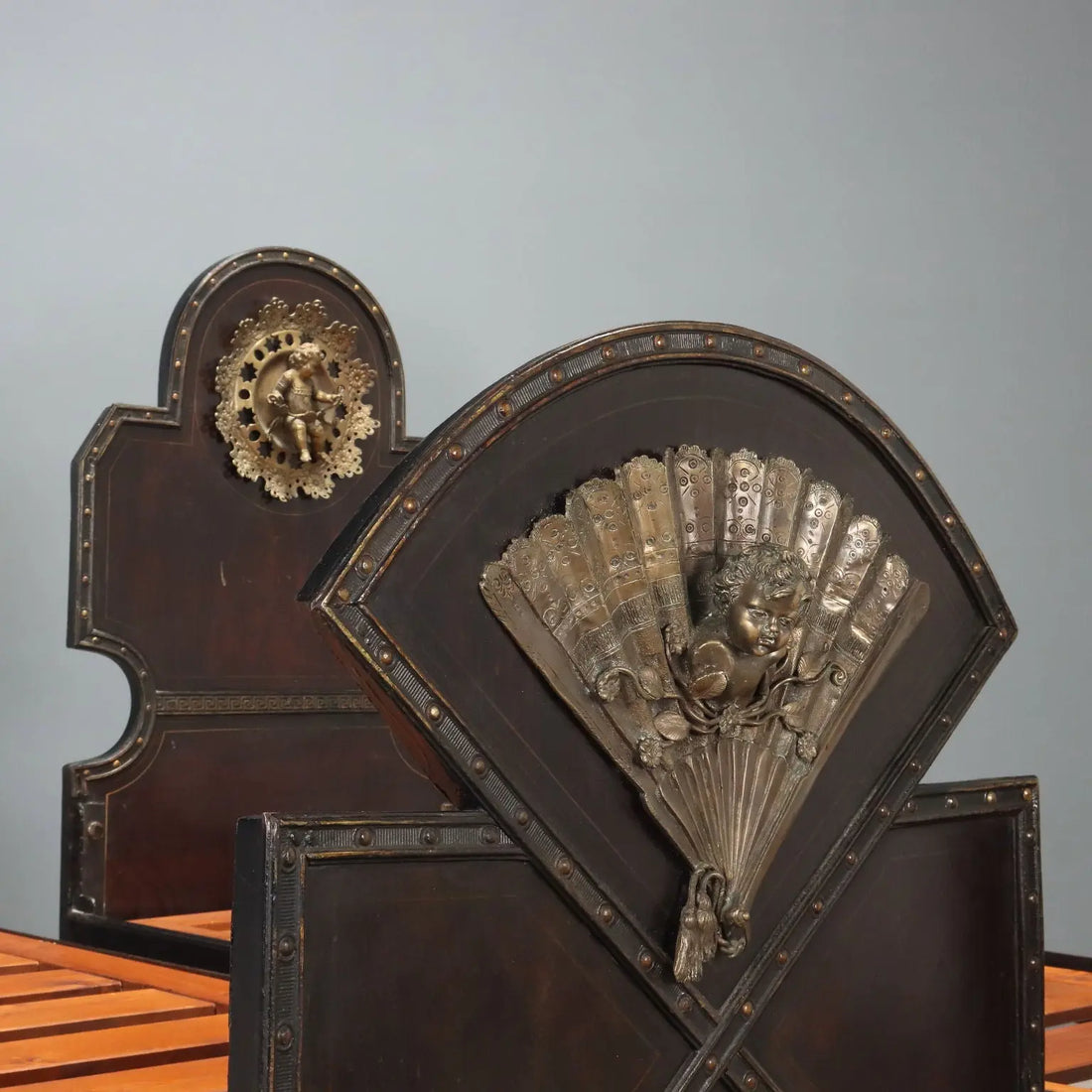 Antique Single Beds Bronze Metal Italy XIX Century