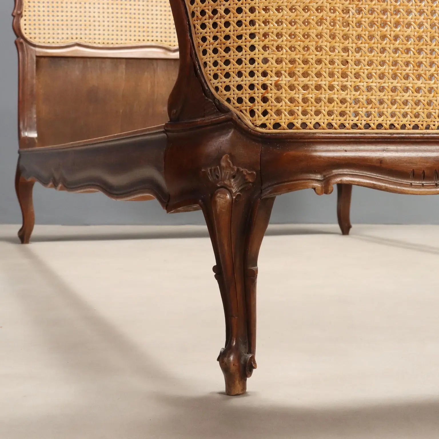 Single Bed Barocchetto Style in Walnut, Italy