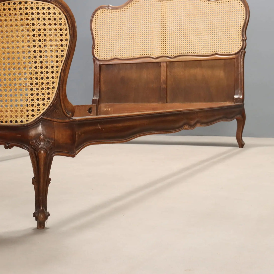 Single Bed Barocchetto Style in Walnut, Italy