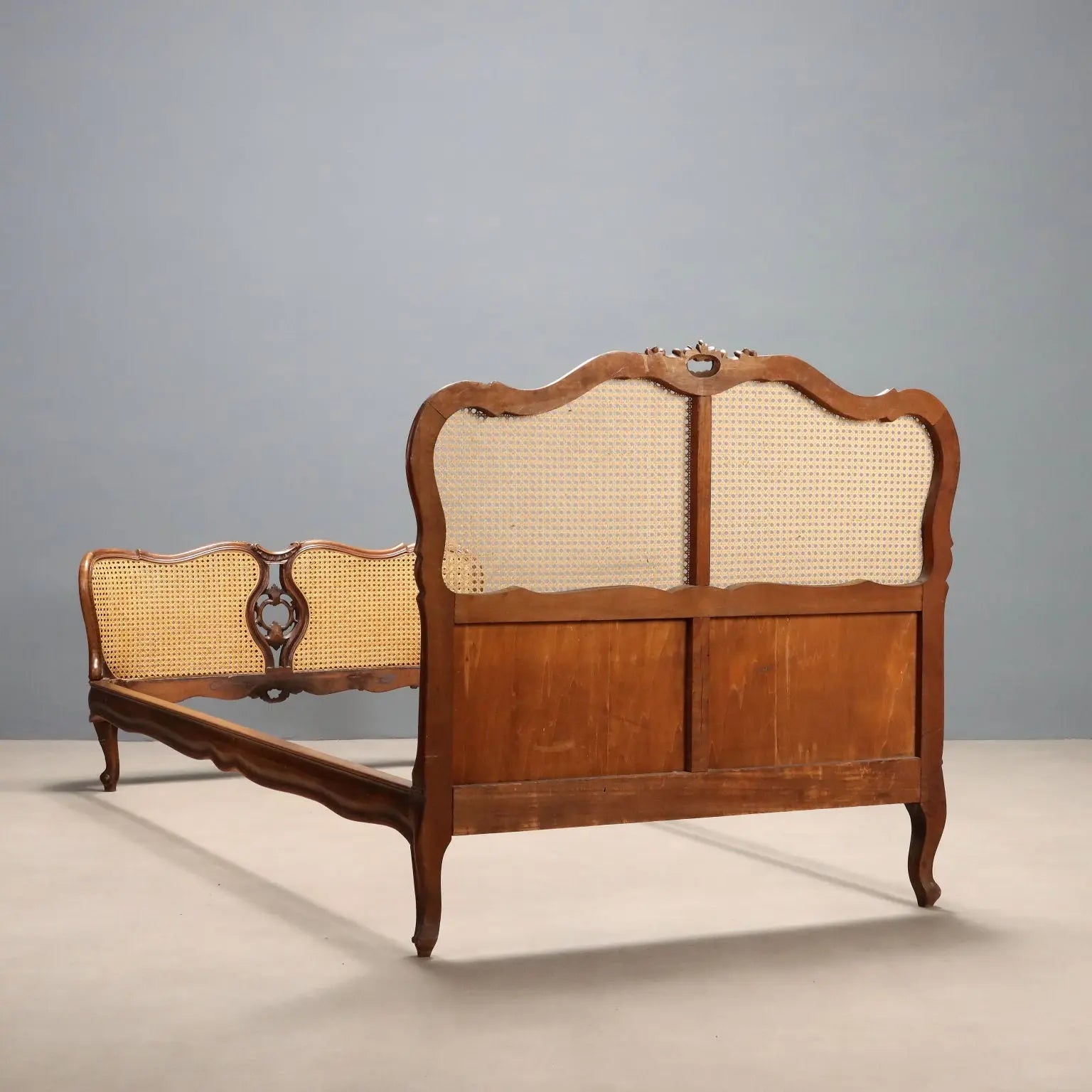 Single Bed Barocchetto Style in Walnut, Italy