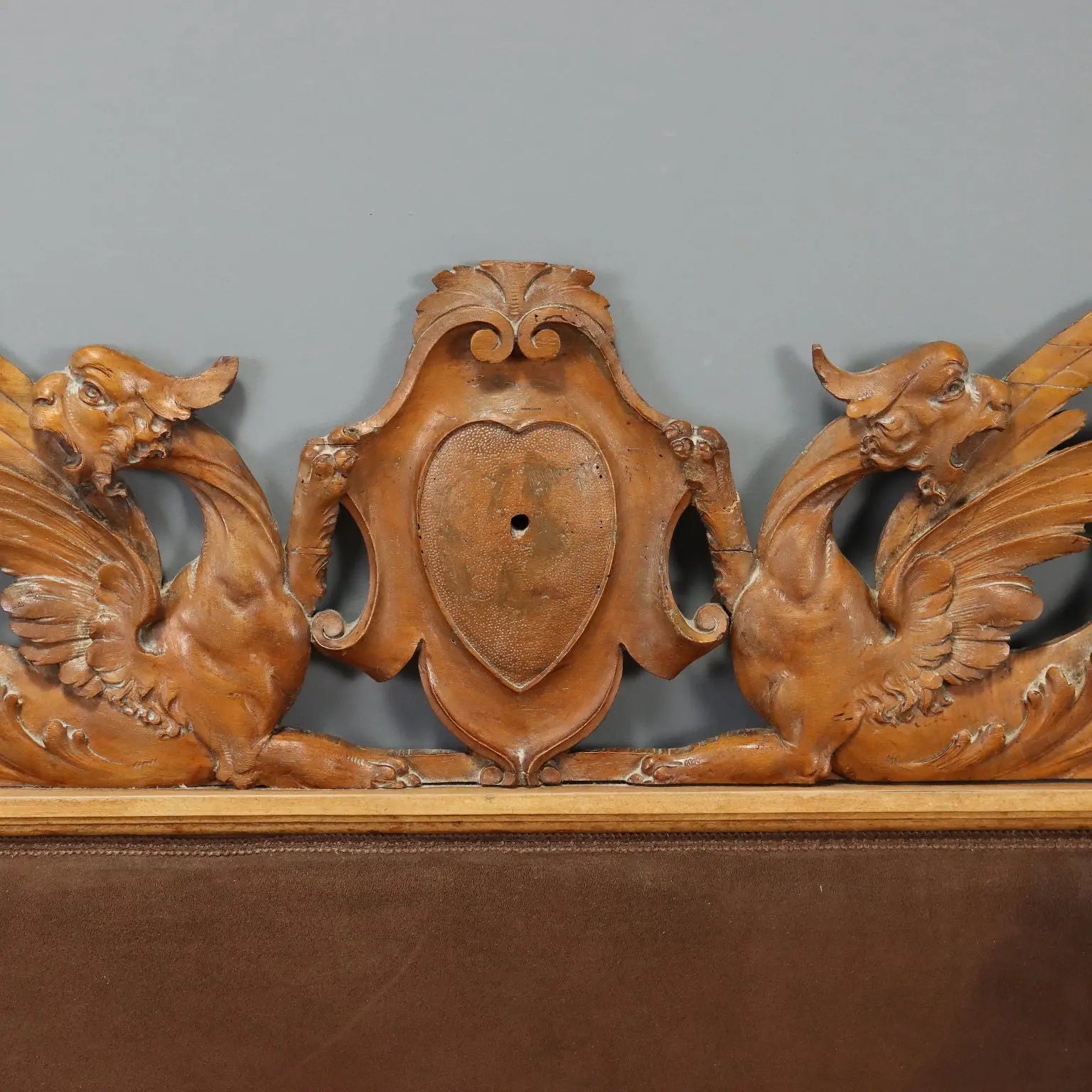 Carved Walnut Bed Headboard - 19th Century Italy
