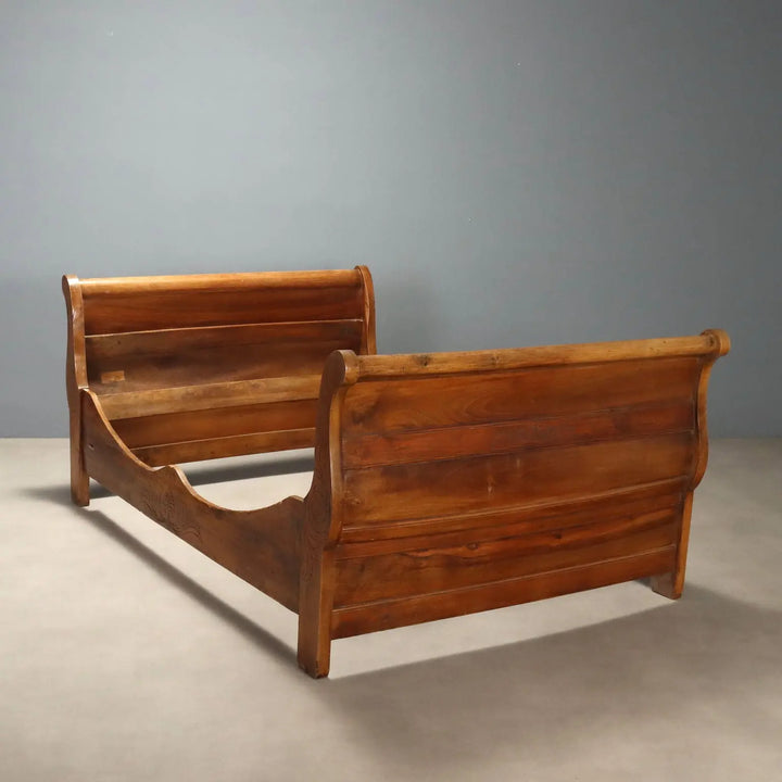 Antique Double Bed Walnut Carvings Italy Mid XIX Century