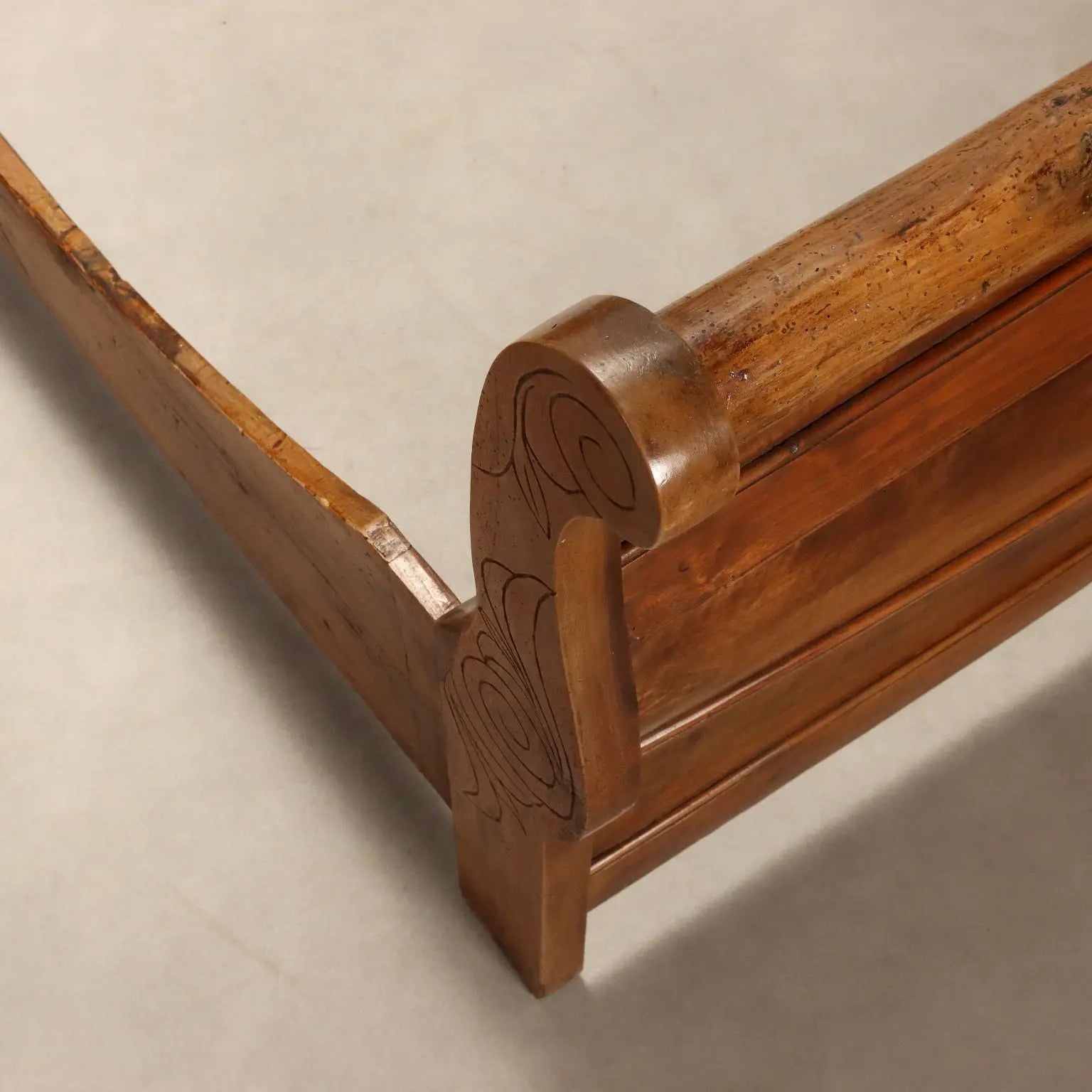 Antique Double Bed Walnut Carvings Italy Mid XIX Century