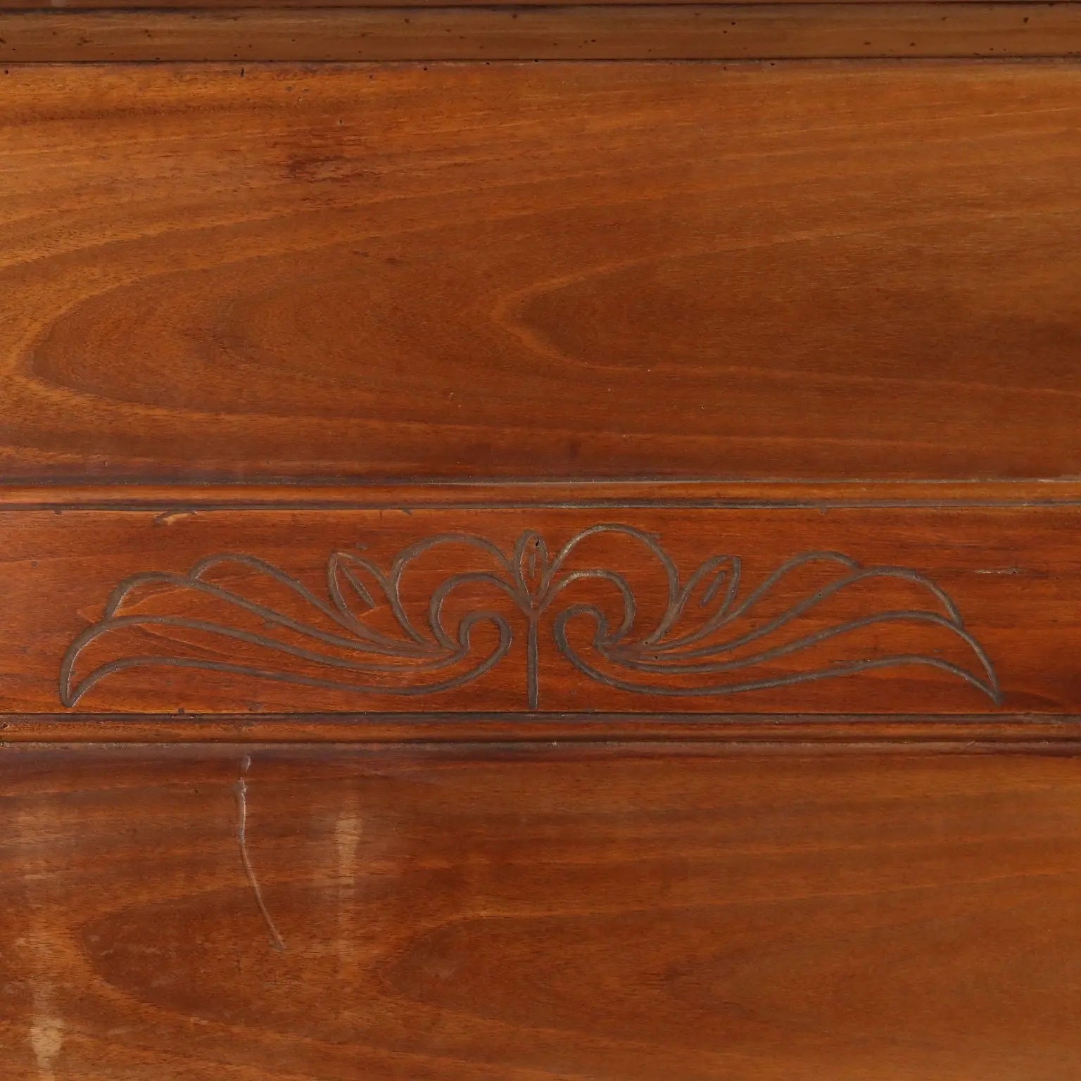 Antique Double Bed Walnut Carvings Italy Mid XIX Century