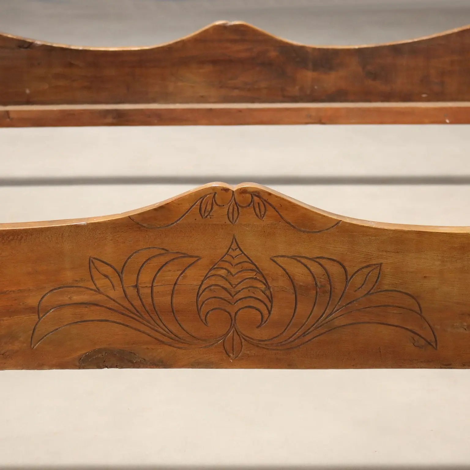Antique Double Bed Walnut Carvings Italy Mid XIX Century
