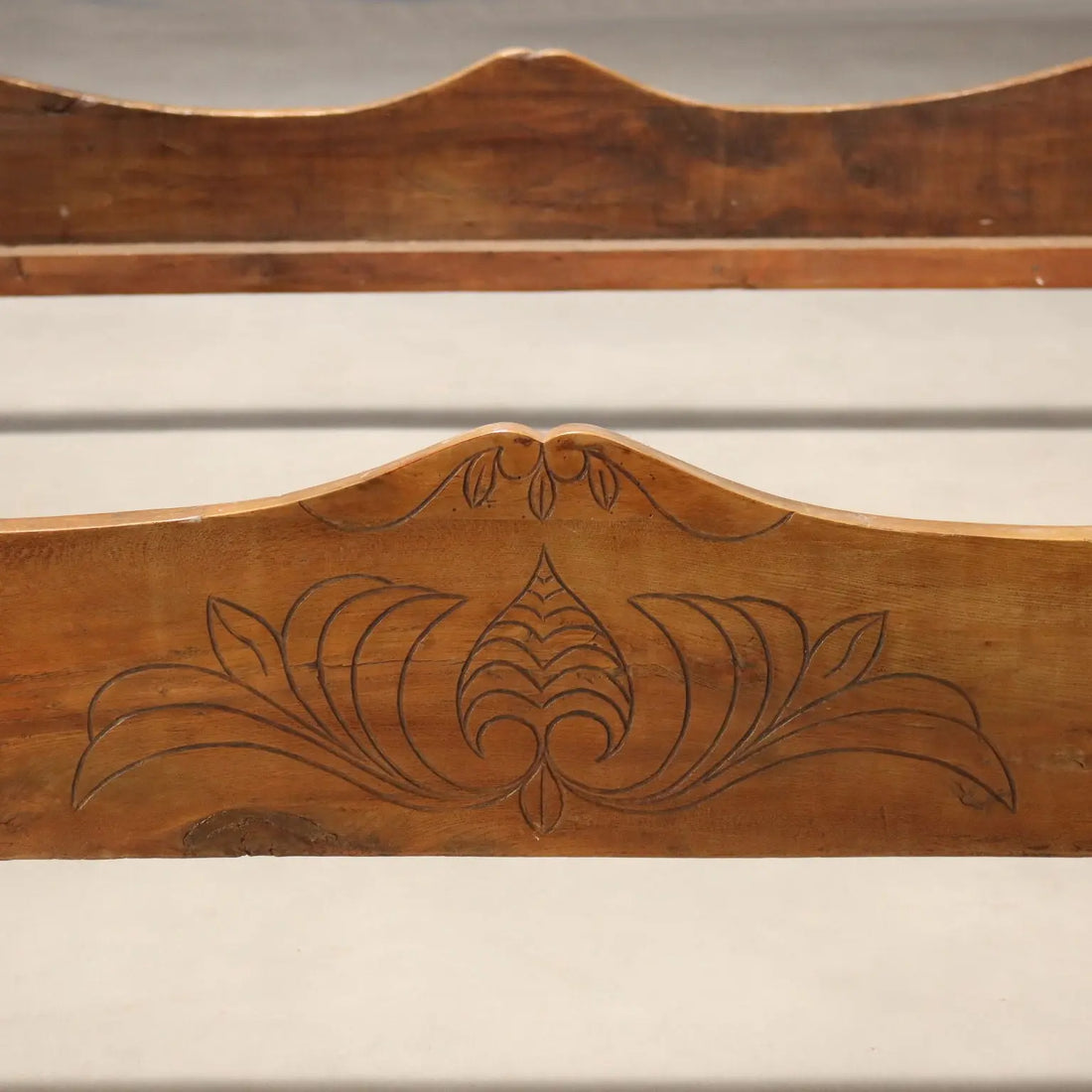 Antique Double Bed Walnut Carvings Italy Mid XIX Century