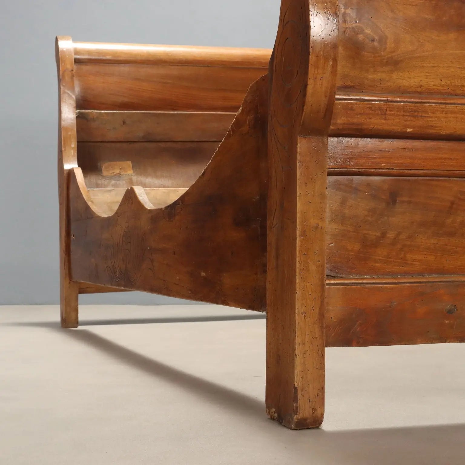 Antique Double Bed Walnut Carvings Italy Mid XIX Century