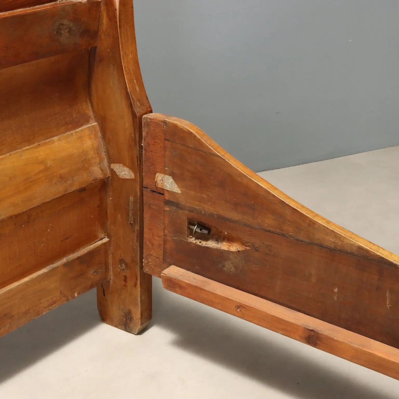 Antique Double Bed Walnut Carvings Italy Mid XIX Century