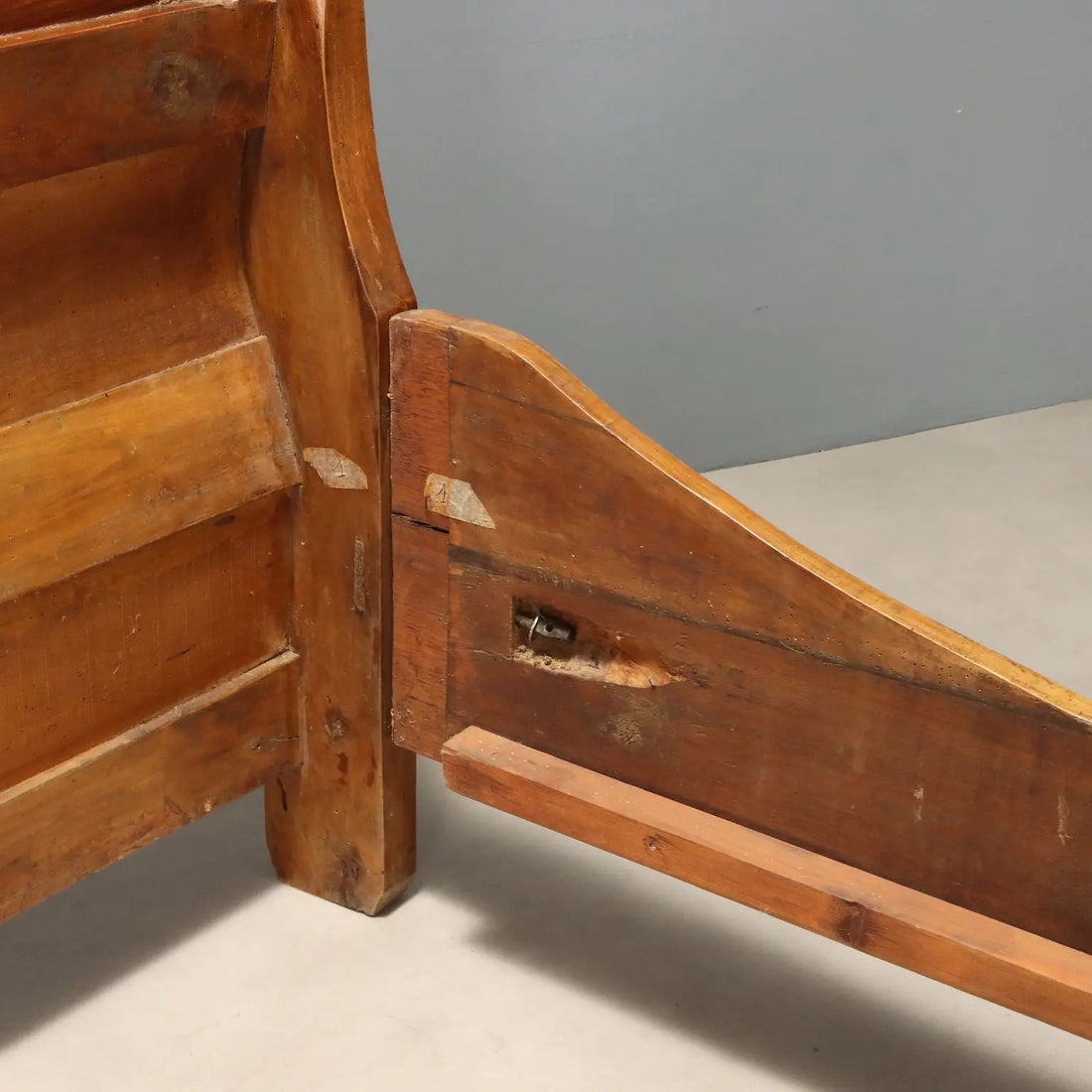 Antique Double Bed Walnut Carvings Italy Mid XIX Century