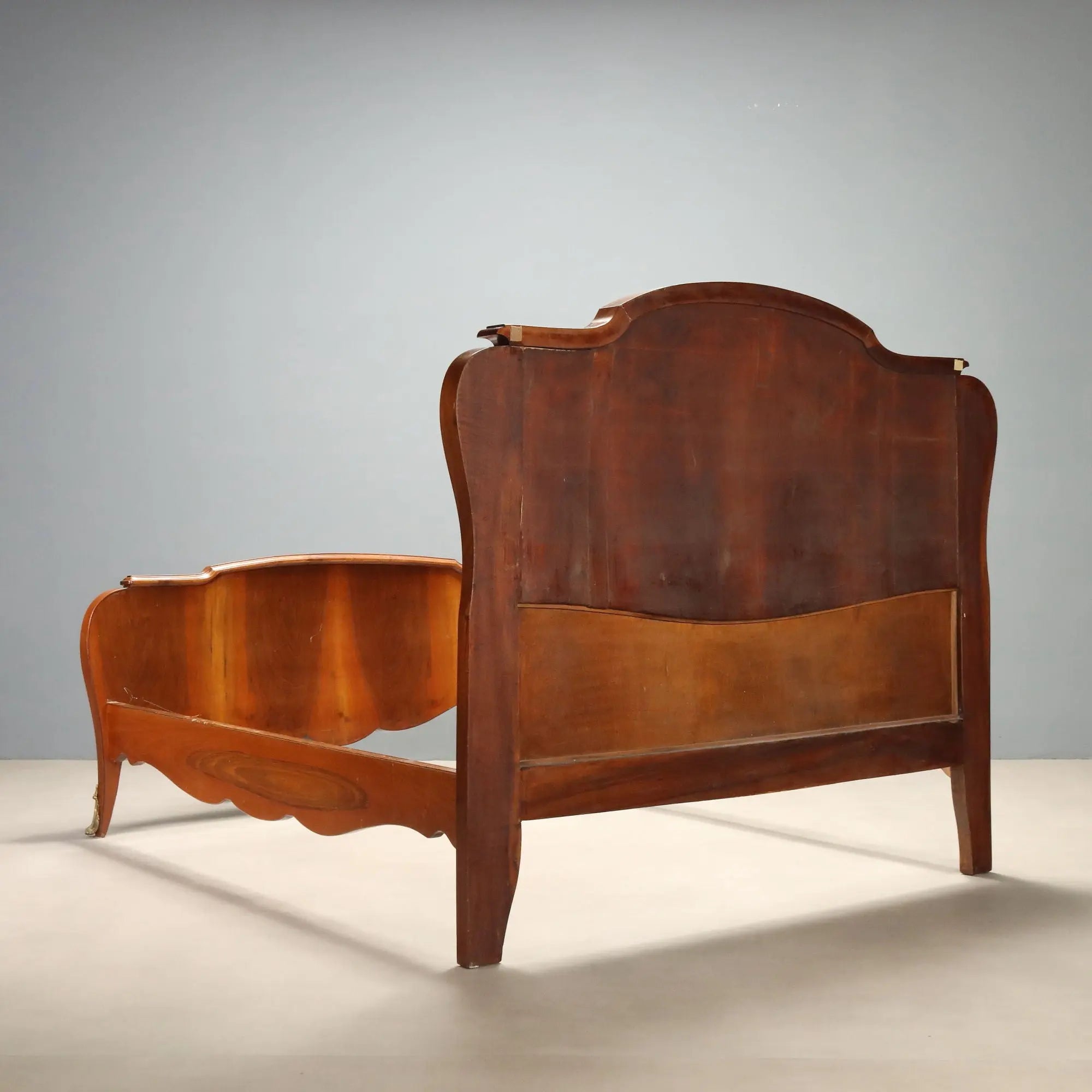 Antique Double Bed Baroque Walnut Mahogany XX Century