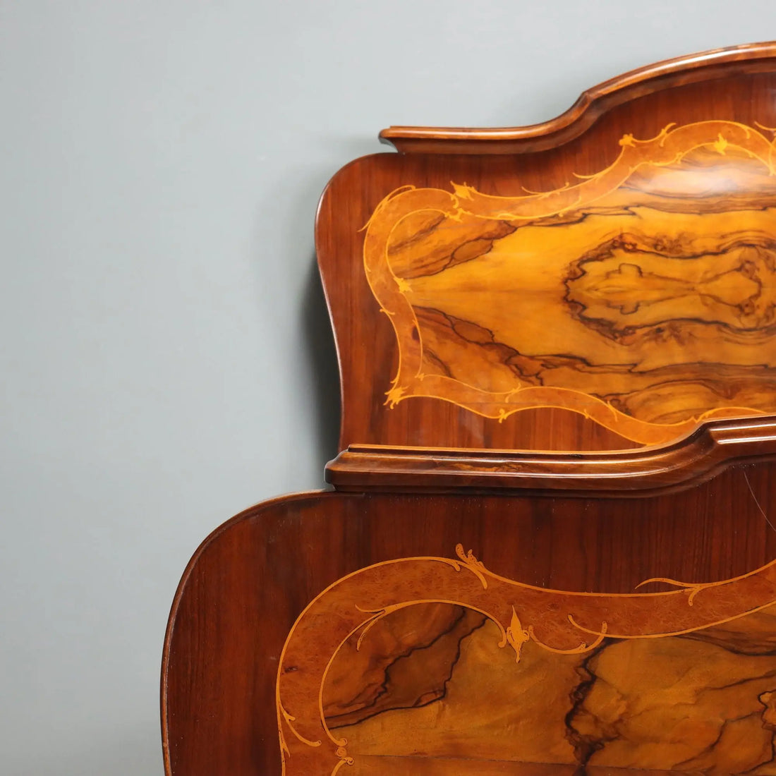 Antique Double Bed Baroque Walnut Mahogany XX Century