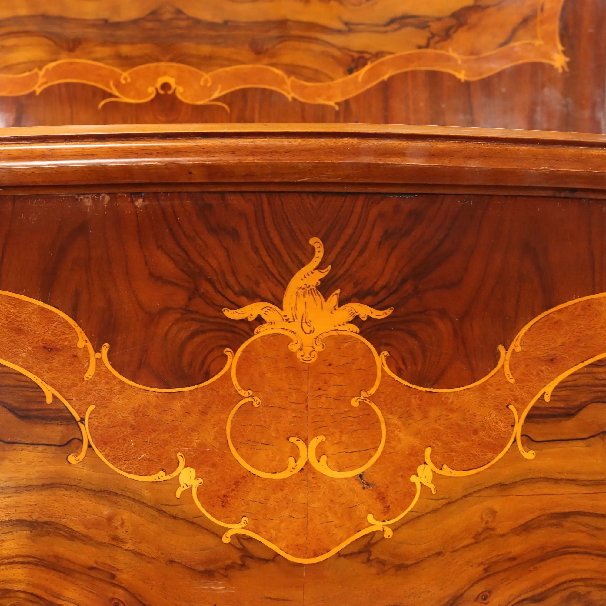 Antique Double Bed Baroque Walnut Mahogany XX Century