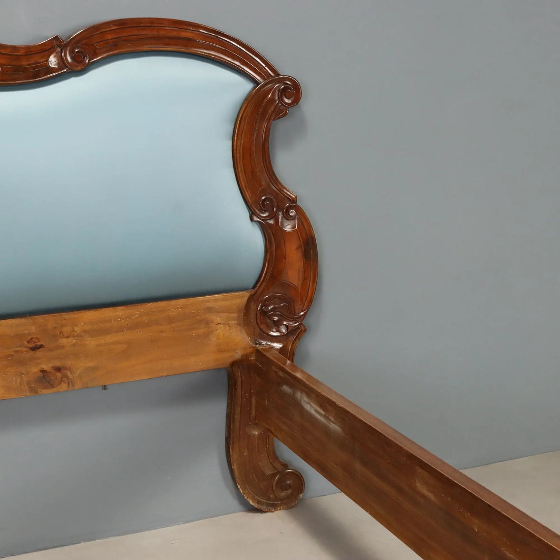 Antique Bed Louis Philippe Walnut Carvings Italy XIX Century