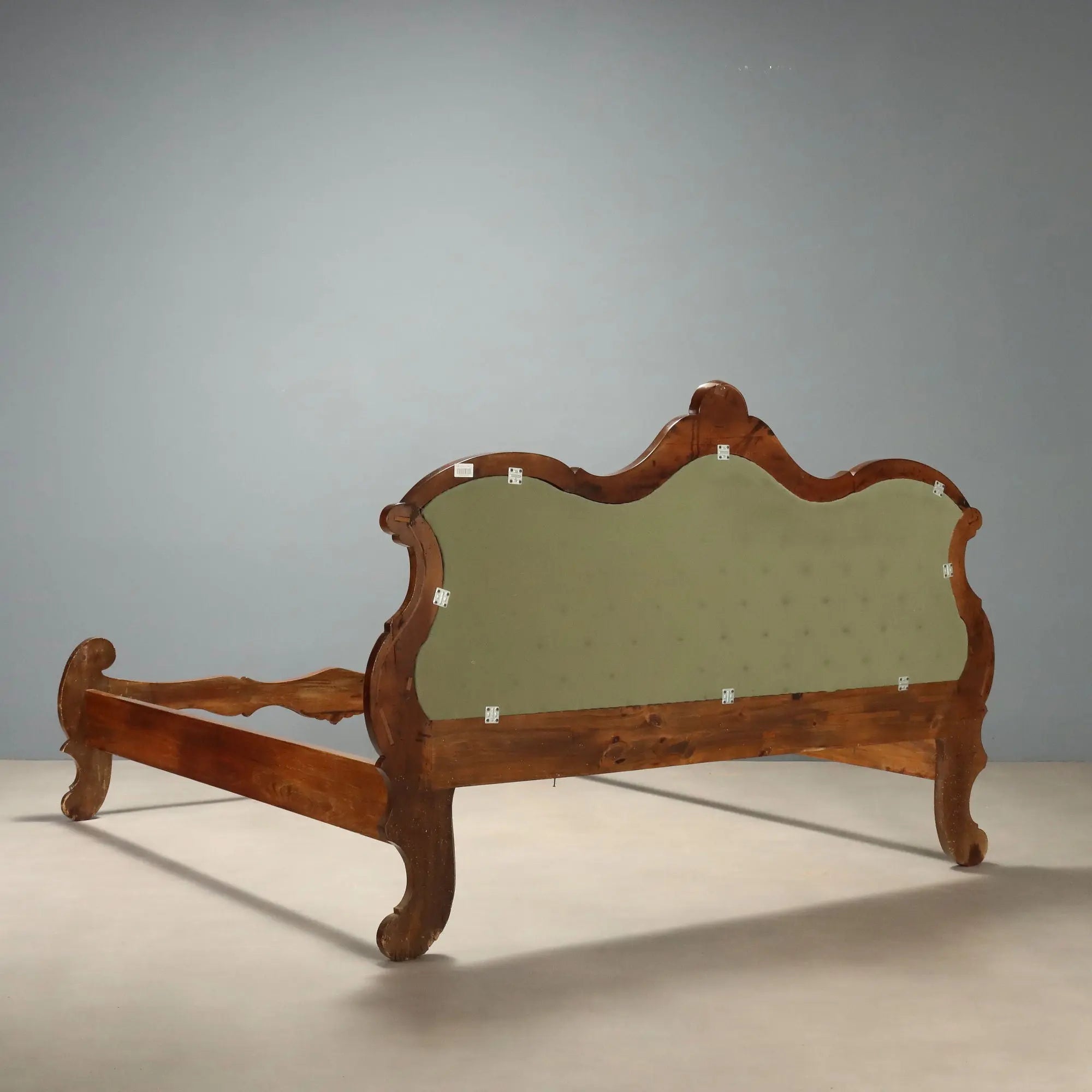 Antique Bed Louis Philippe Walnut Carvings Italy XIX Century