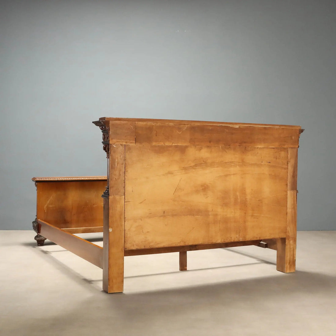 Antique Double Bed Walnut Burl Italy XX Century