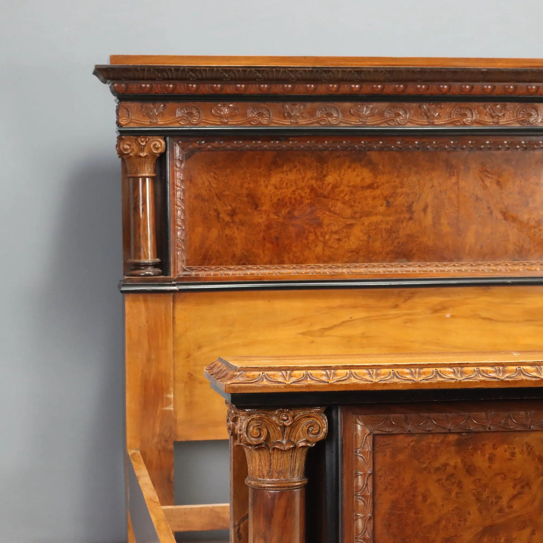 Antique Double Bed Walnut Burl Italy XX Century
