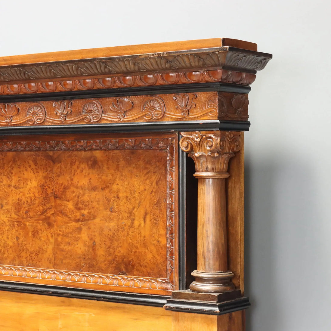 Antique Double Bed Walnut Burl Italy XX Century