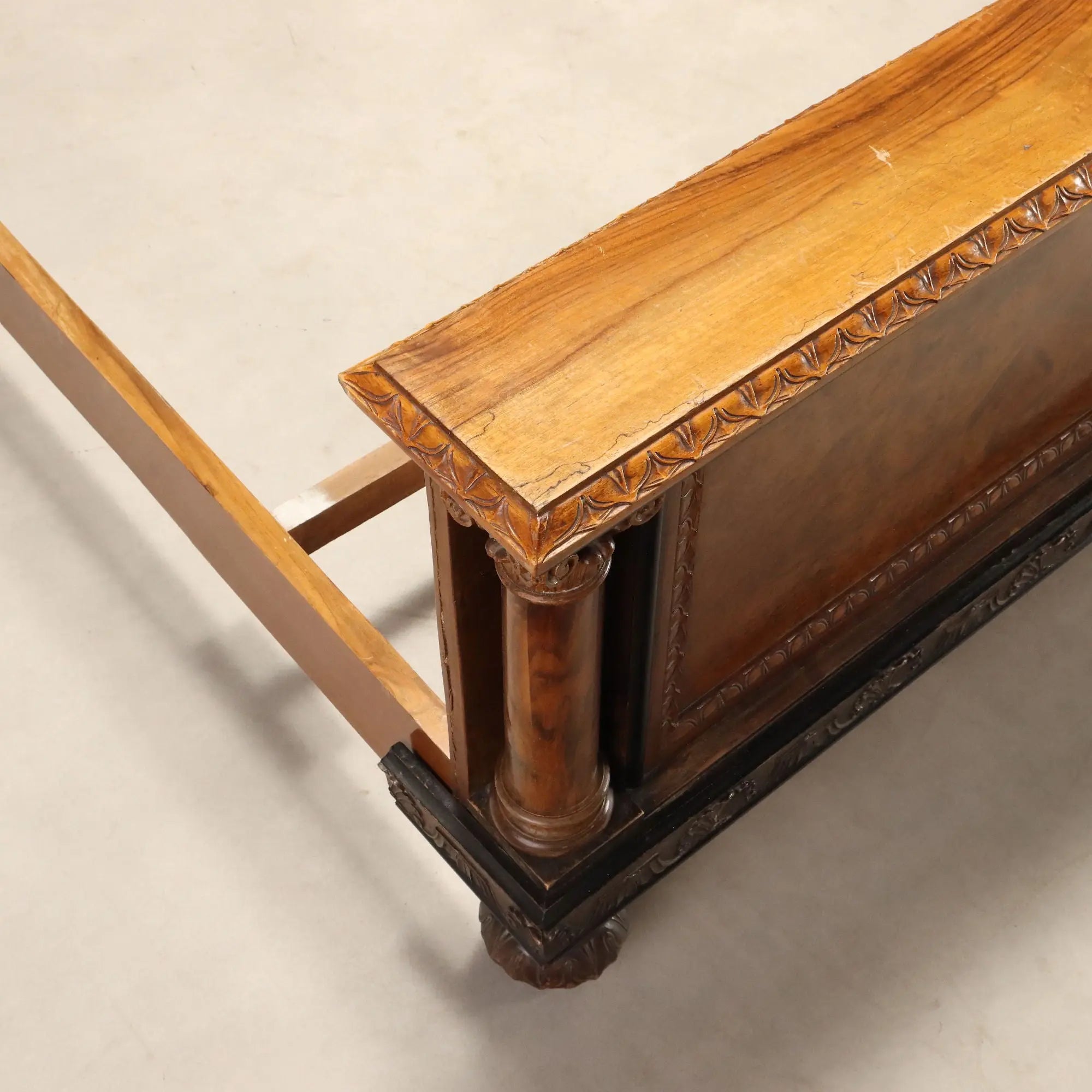 Antique Double Bed Walnut Burl Italy XX Century