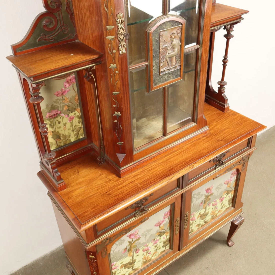 Antique Showcase Art Nouveau Mahogany Italy XIX Century - Cupboard with Showcase | Antiques | Bookcases & Showcases