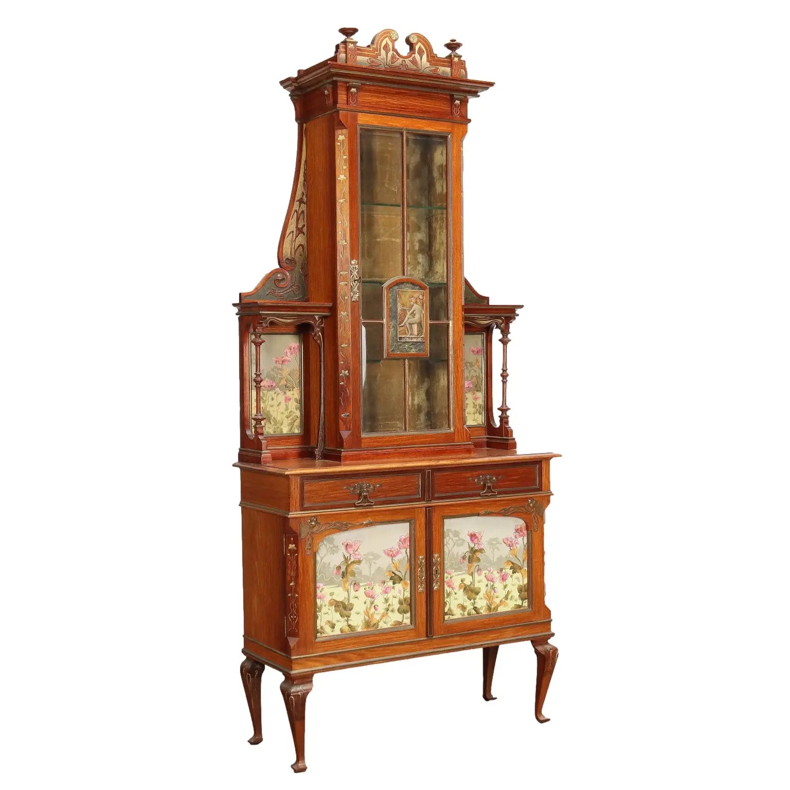 Antique Showcase Art Nouveau Mahogany Italy XIX Century - Cupboard with Showcase | Antiques | Bookcases & Showcases