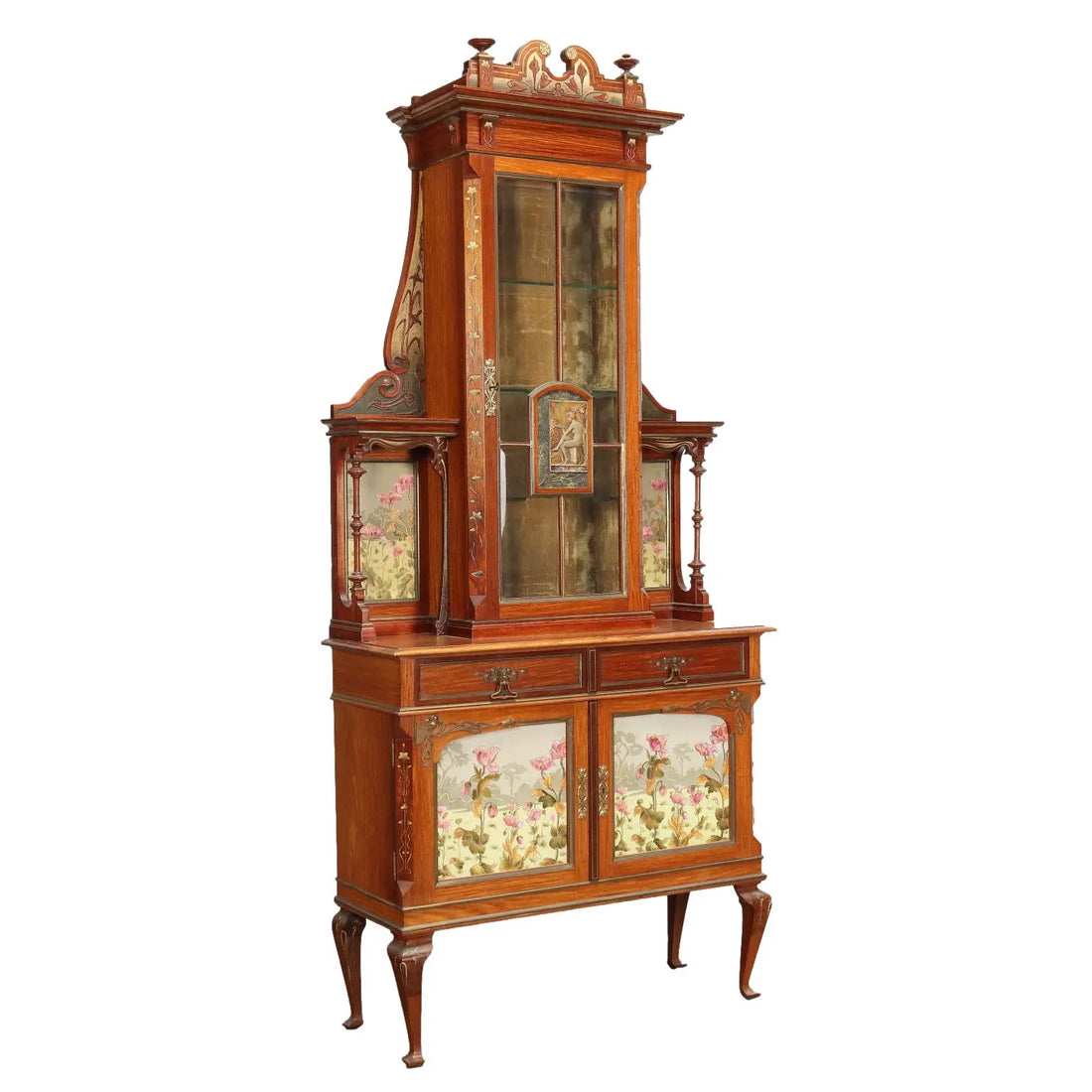 Antique Showcase Art Nouveau Mahogany Italy XIX Century - Cupboard with Showcase | Antiques | Bookcases & Showcases