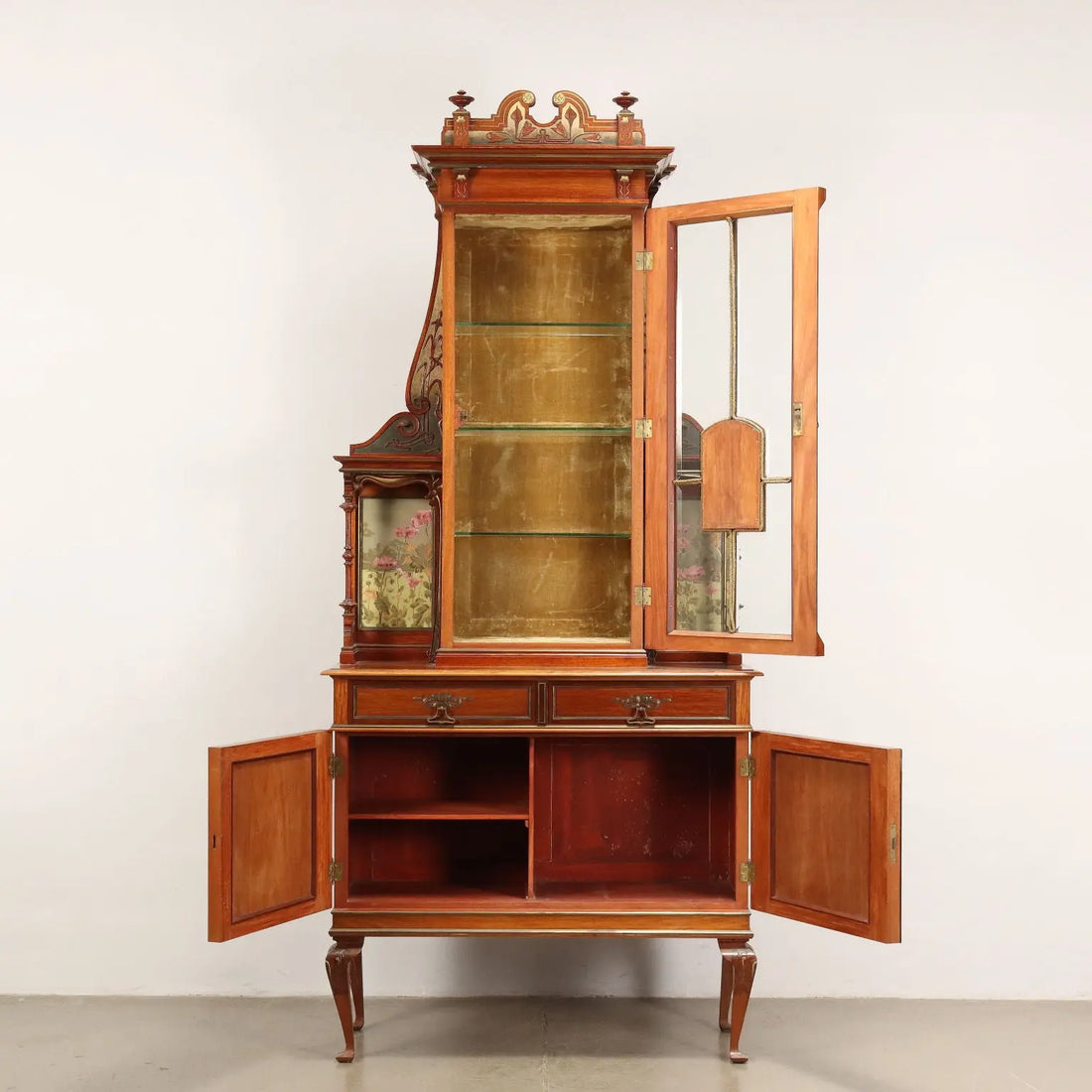 Antique Showcase Art Nouveau Mahogany Italy XIX Century - Cupboard with Showcase | Antiques | Bookcases & Showcases