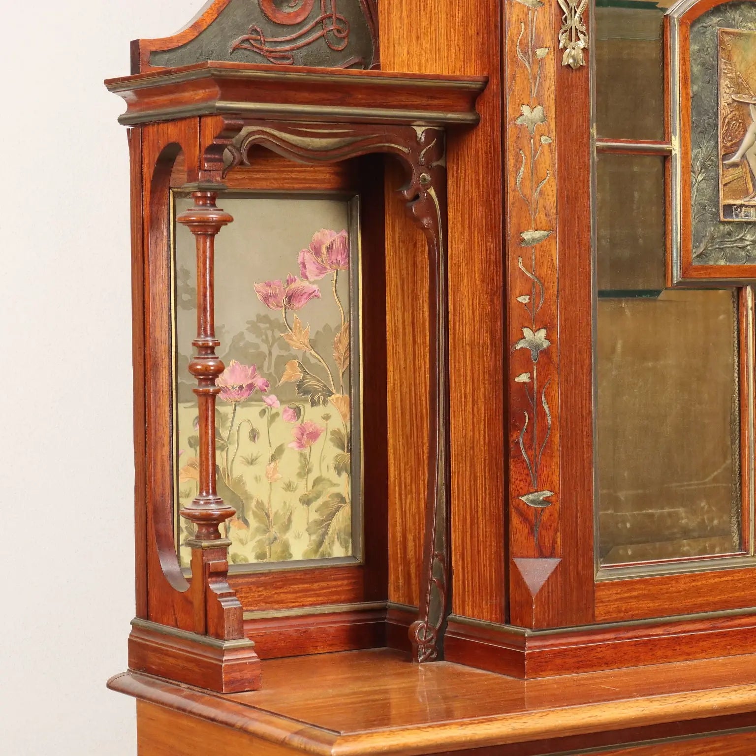 Antique Showcase Art Nouveau Mahogany Italy XIX Century - Cupboard with Showcase | Antiques | Bookcases & Showcases